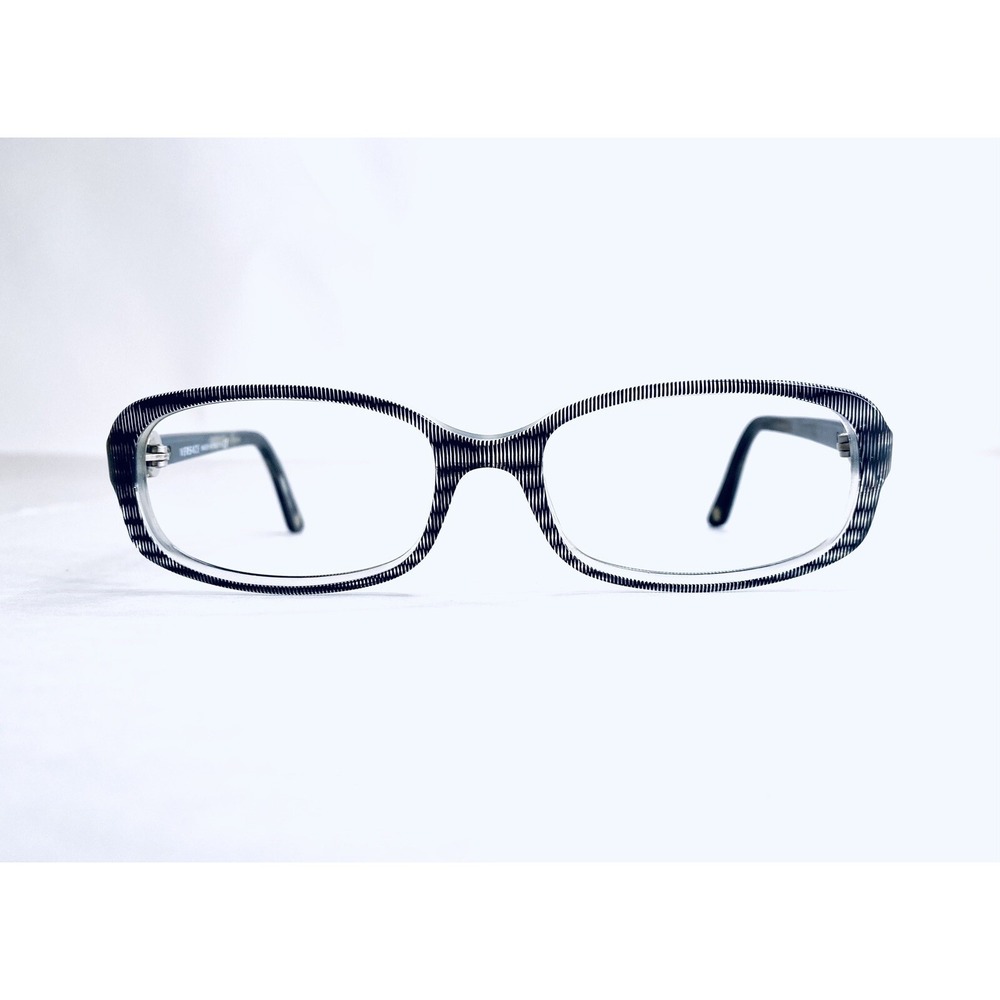 Versace Black Clear Striped Rectangular Medusa Eyeglasses MOD 3149B 54 17 140